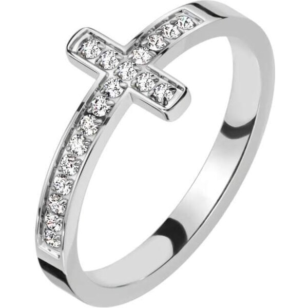 Glory Prsteň s krížikom zdobený zirkónmi Kate strieborný R-M7951S 53953585