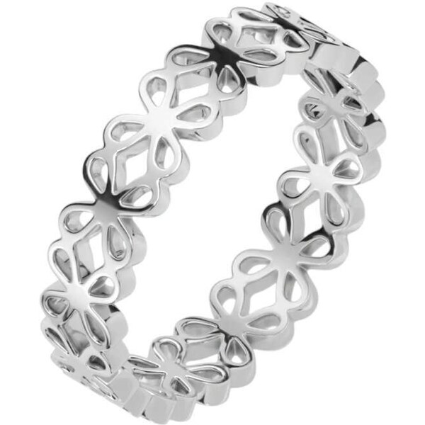 Glory Prsteň z chirurgickej ocele s kvietkami Leia strieborný R-M8140S 53953587