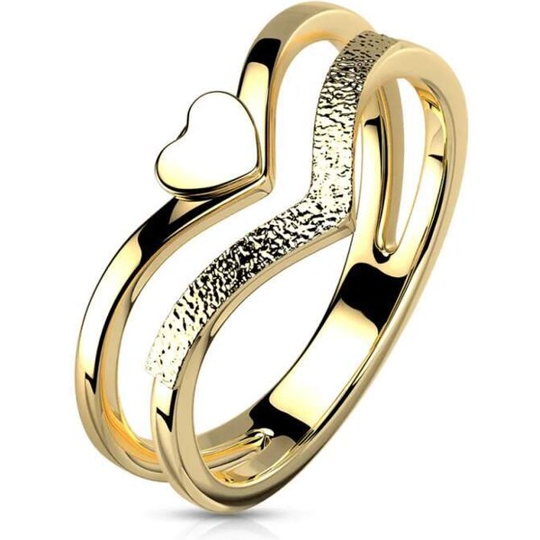 Glory Prsteň z chirurgickej ocele so srdiečkom Leia zlatý R-M7741G 53953582