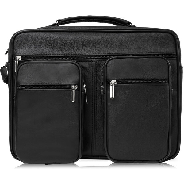 Abruzzo Pánska kožená taška cez rameno, veľká | čierna ABR-17 53936225