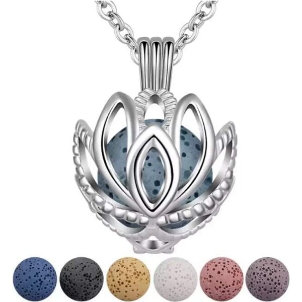 Glory Aroma difúzny náhrdelník Lotosový kvet lávové kamene GD5353 53991487