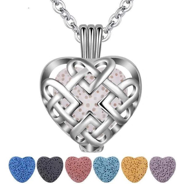 Glory Aroma difúzny náhrdelník Srdce v mriežke lávové kamene GD22733 53991490