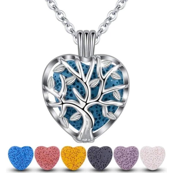 Glory Aroma difúzny náhrdelník Srdce so stromom života lávové kamene 53991492