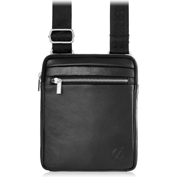 BRØDRENE Pánska kožená crossbody taška | čierna G-02/BLACK 54000194