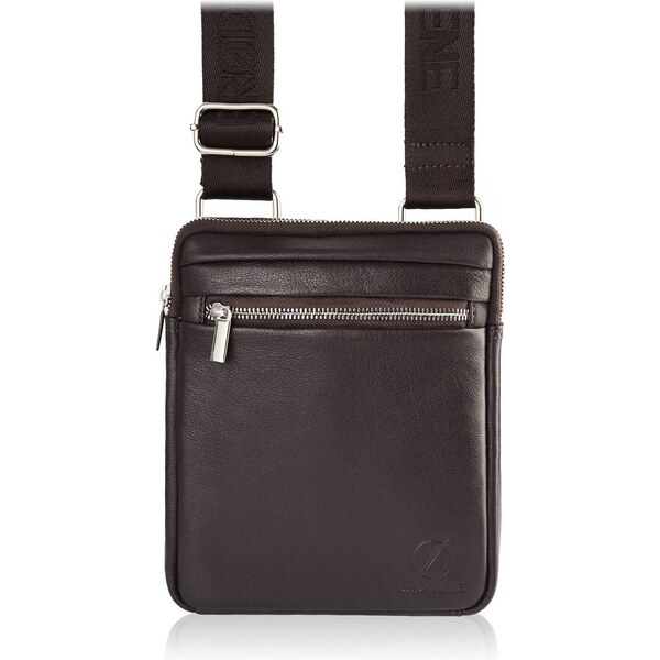 BRØDRENE Pánske vrecko cez rameno prírodnej kože | tmavohnedá G-02 54000195