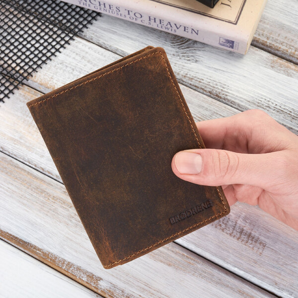 BRODRENE Pánska kožená HUNTER Vintage peňaženka | hnedá G-10-HBR 54000200