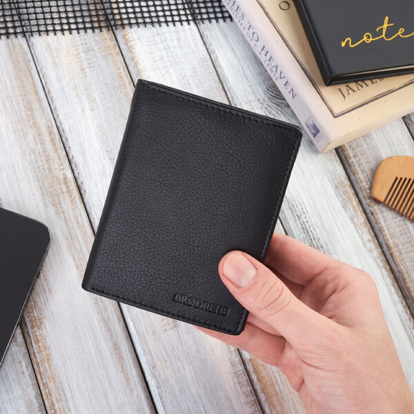 BRODRENE Pánska kožená peňaženka | čierna G-10-BL 54000202