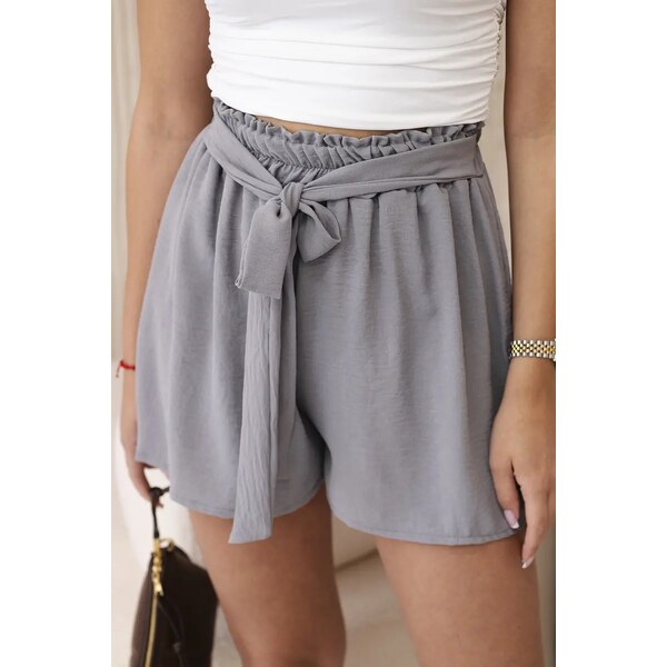 Kesi Włoski Viscose shorts with a tie at the waist in gray 60709521