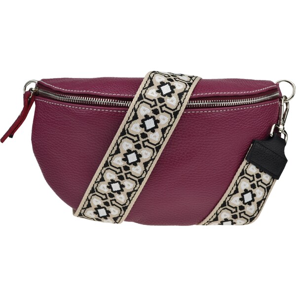 Bordo kožená talianska crossbody kabelka Reni Grande Bordo s prídavným 54074280