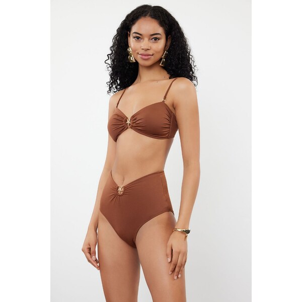 Trendyol Brown Premium Accessory High Waist Hipster Bikini Bottom 57756907