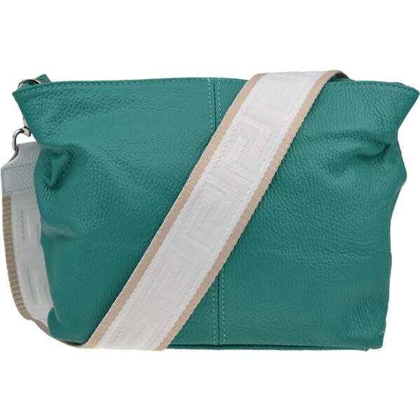 Tyrkysová kožená talianska crossbody kabelka Batilda Smeraldo s 54099773