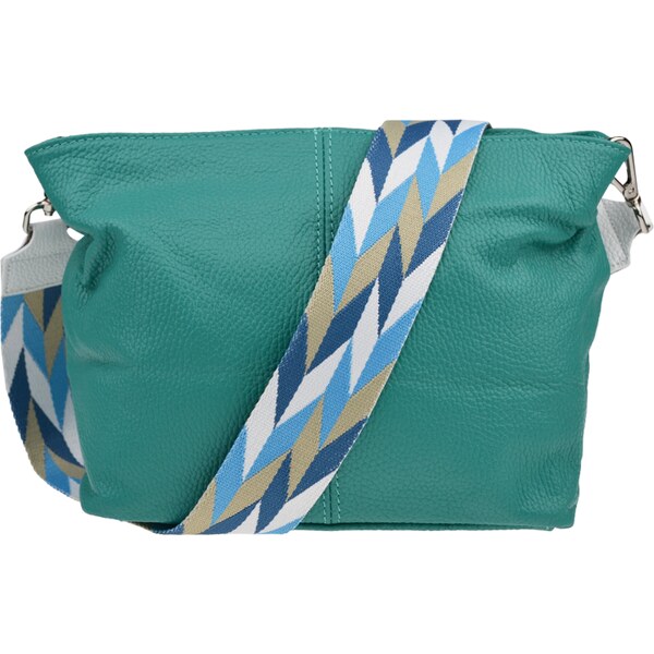 Tyrkysová kožená talianska crossbody kabelka Batilda Smeraldo s 54099772