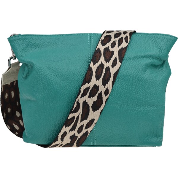 Tyrkysová kožená talianska crossbody kabelka Batilda Smeraldo s 54099777