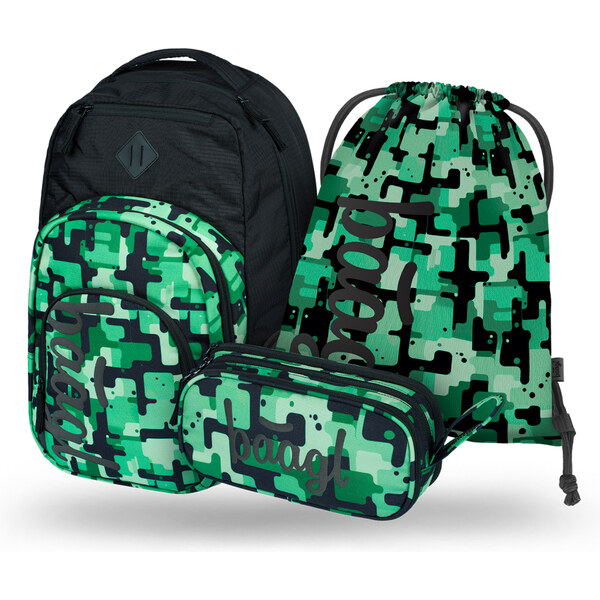 BAAGL 3 SET Coolmate Green: batoh, penál, sáček 62194755