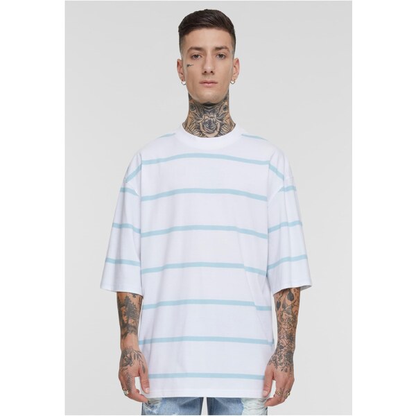 Urban Classics Mens striped T-shirt with oversized sleeves white/ocean 54120526