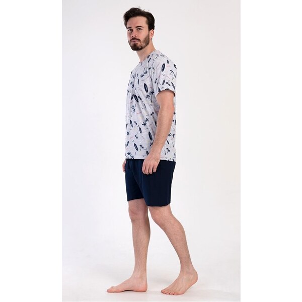 Šedo-modré pánske pyžamo Surfing 49947903