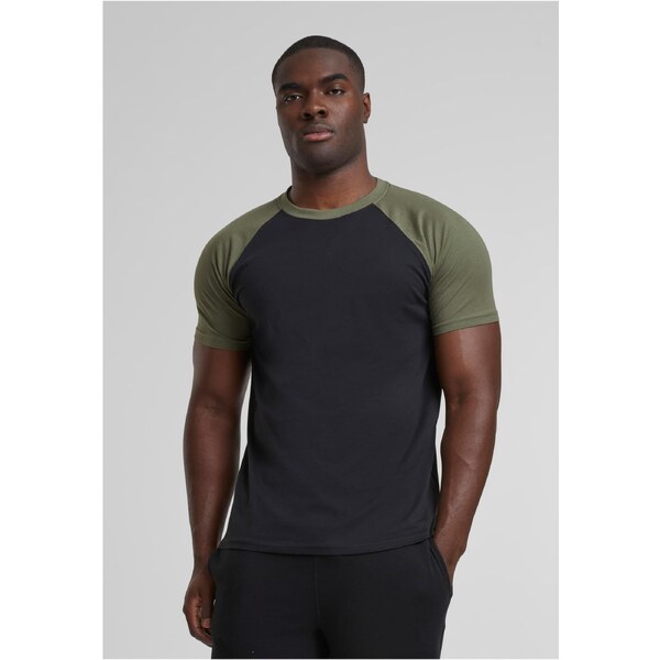 Urban Classics Raglanové kontrastné tričko čierna/olivová 50686695
