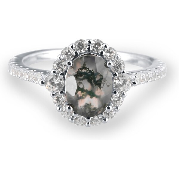 Olivie Strieborný prsteň MACHOVÝ ACHÁT 7375 40765135