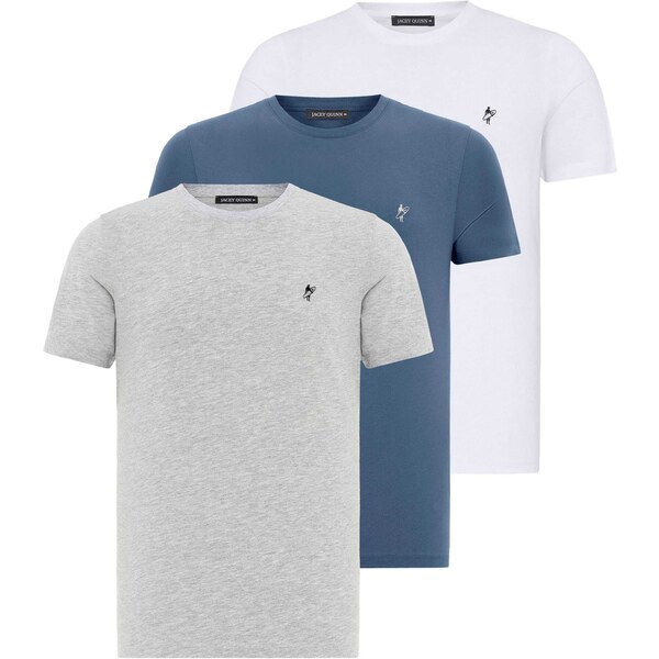 Jacey Quinn Tričko sivá melírovaná / petrolejová / biela 54381418