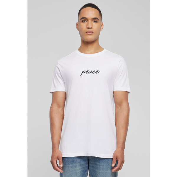Mister Tee Mens T-shirt Peace Wording EMB white 54193653