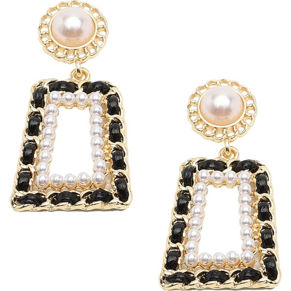 SOHI Náušnice zlatá / čierna / perlovo biela 54353647