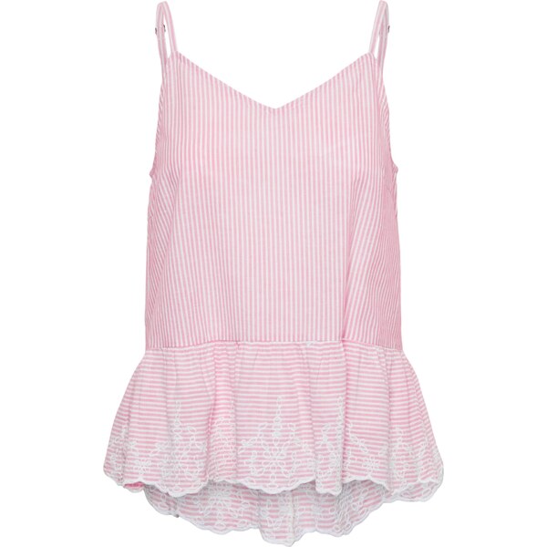PIECES Top ružová / biela 54376754