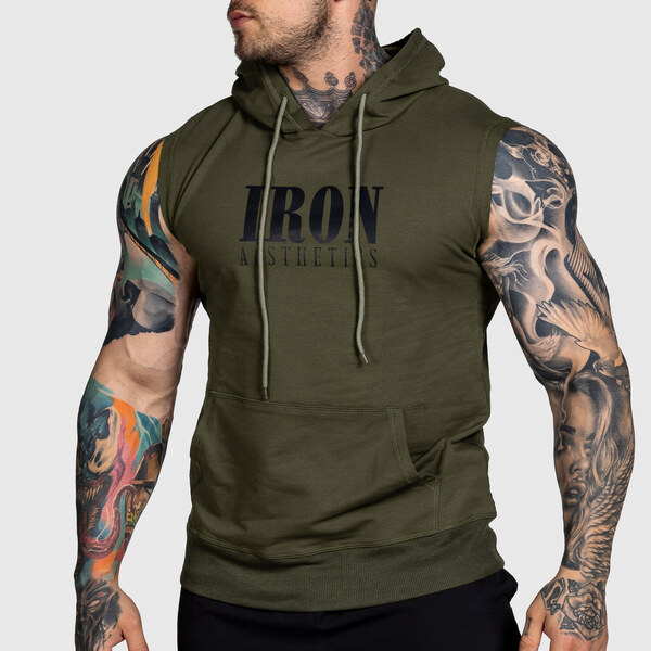 Tielko s kapucňou Iron Aesthetics Cut Off, zelené 54217173