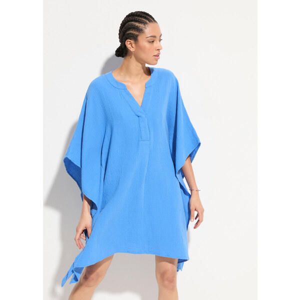 bonprix Plážová tunika zo vzdušného mušelínu, farba modrá 50747782