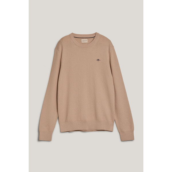 SVETER GANT STRUCTURED COTTON C-NECK SOFT OAT 52637681