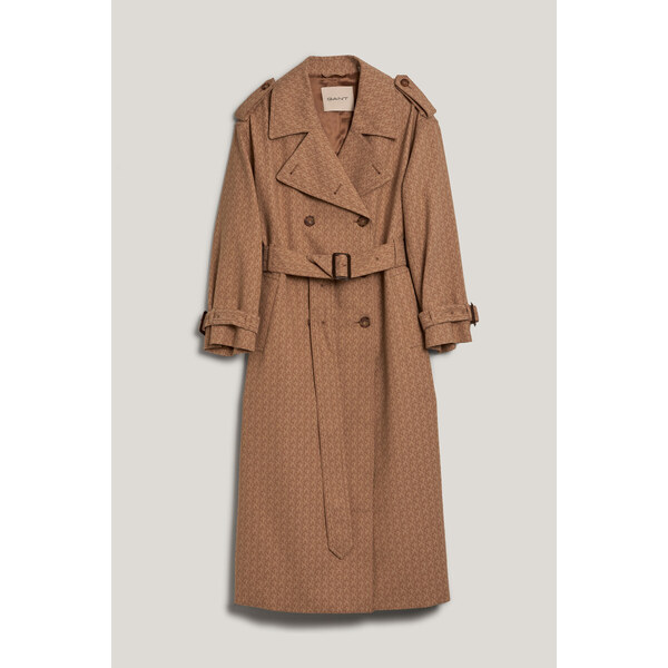 KABÁT GANT MONOGRAM JACQUARD TRENCH COAT DARK KHAKI 52426798