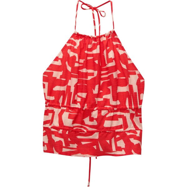 Pull&Bear Top svetlobéžová / červená 54461155