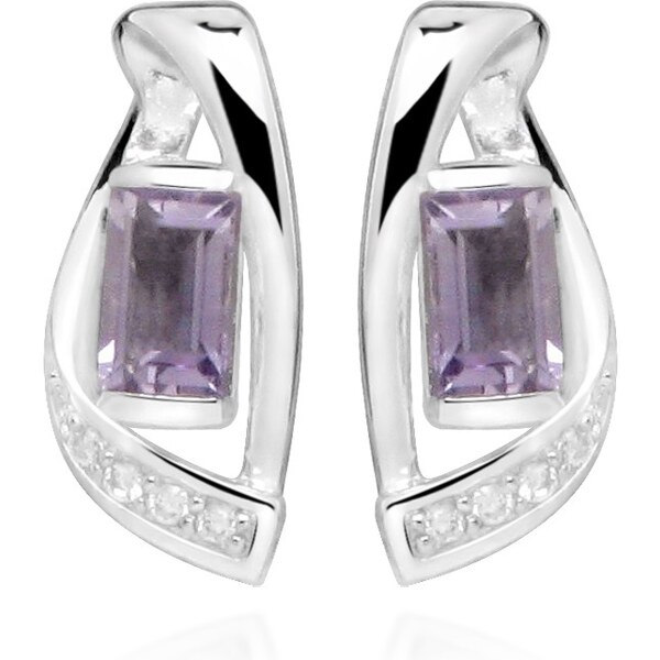 Silver Cat Strieborné náušnice so syntetickými ametystmi SC472 66592316