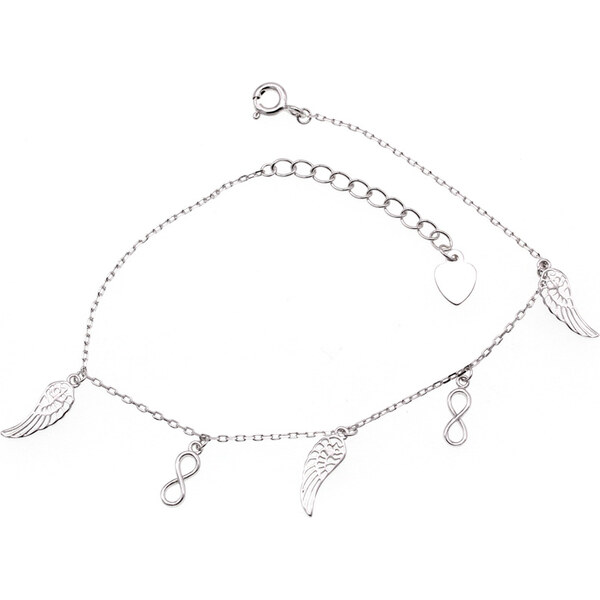 Šperky4U Strieborná retiazka na nohu nekonečno a krídelká NB-6027 54586923