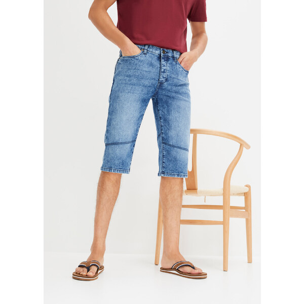bonprix Strečové džínsové dlhé bermudy, Regular Fit, farba modrá 44792546
