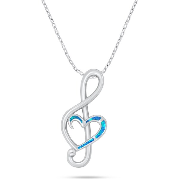 Brilio Silver Strieborný náhrdelník Husľový kľúč so syntetickým opálom 66596312