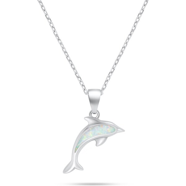 Brilio Silver Krásny strieborný náhrdelník Delfín s opálom NCL166W 66586467
