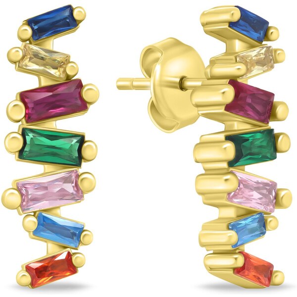 Brilio Silver Pozlátené náušnice s farebnými zirkónmi EA1036YRBW 66579503