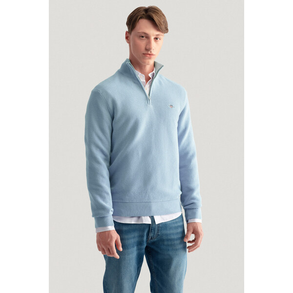SVETER GANT TEXTURED COTTON H-ZIP STORMY SEA 49041266