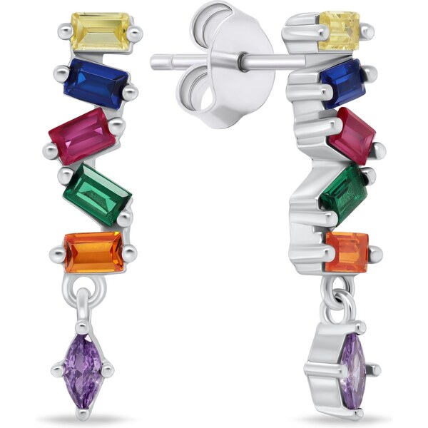 Brilio Silver Strieborné náušnice s farebnými zirkónmi EA1027WRBW 66580245