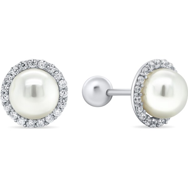 Brilio Silver Jemné strieborné náušnice kôstky s perlami EA228W 66589782