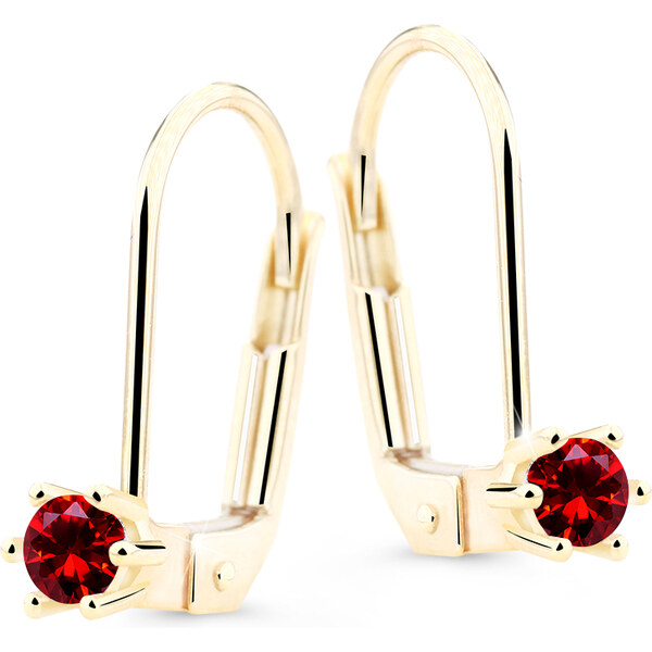 Cutie Diamonds Krásne visiace náušnice zo žltého zlata s rubínmi 66591120