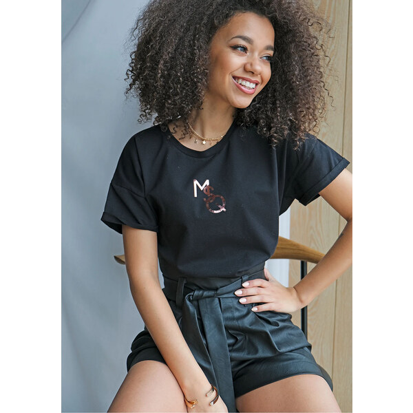 Mosquito Dámske tričko MSQ čierne ružové zlaté logo, Farba čierna 55031289