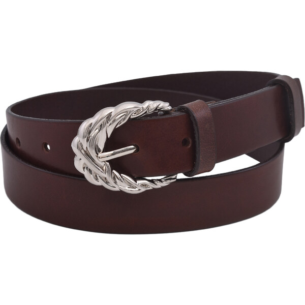 Mercucio Kožený dámsky opasok 721-30-20 tmavohnedý hladký pracka Vilma 64507524