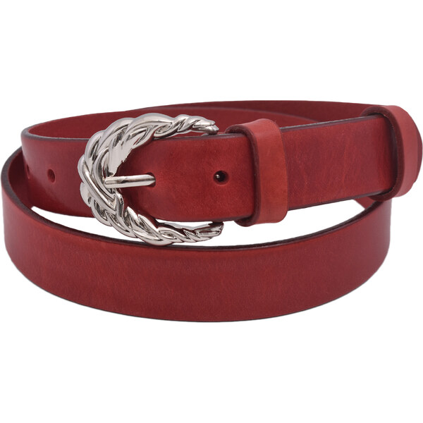 Mercucio Kožený dámsky opasok 721-30-22 červený hladký pracka Vilma 64507526