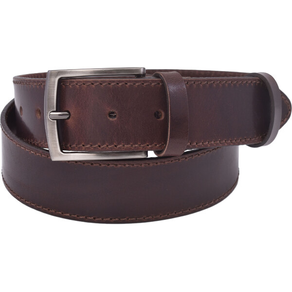 Mercucio Pánsky kožený opasok 740-40-116 tmavohnedý šitý pracka Izidor 64508164