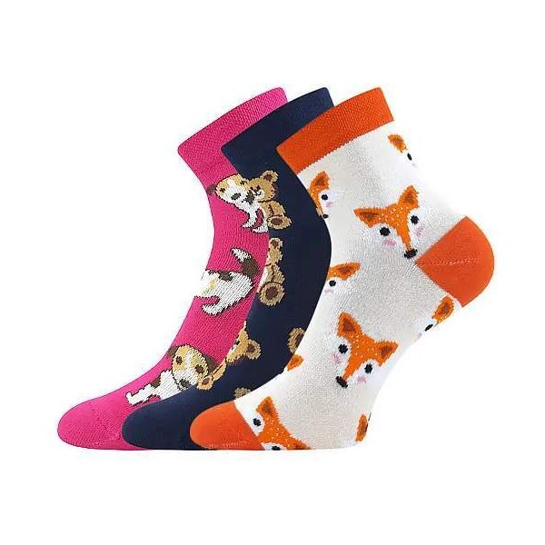 KAY veselé detské slabé ponožky Boma - LIŠKA mix C 25-29 1 kus 3 páry 55244294