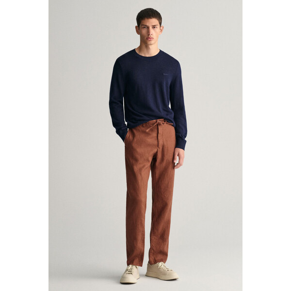 NOHAVICE GANT RELAXED LINEN DS PANTS COGNAC BROWN 50828351