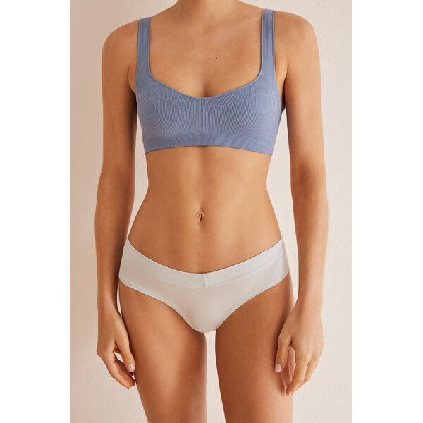 womensecret Modré brazílske nohavičky s riasením 50876353