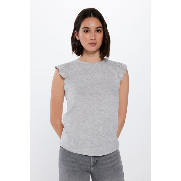 SPRINGFIELD Dámske tričko s perličkami a volánmi 55313084