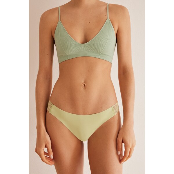 womensecret Khaki čipkované tangá 55313191